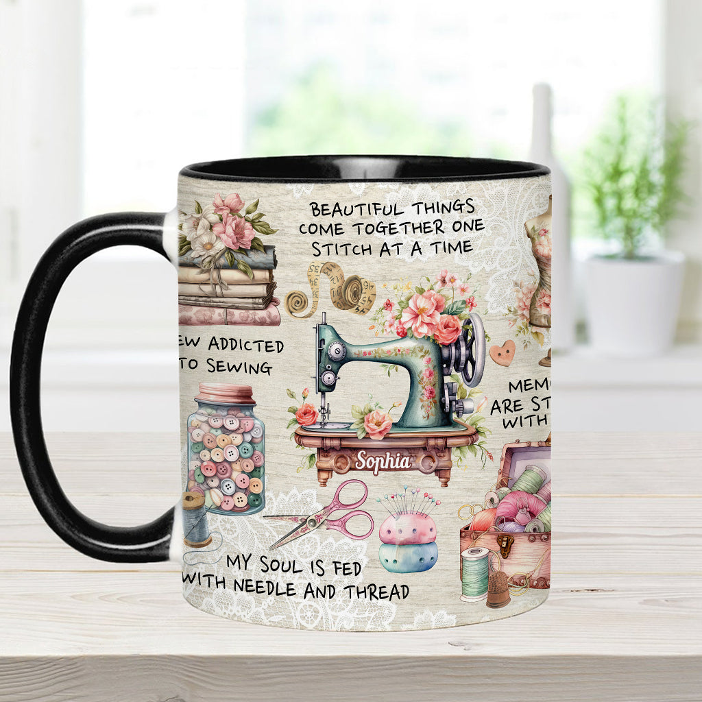 Näherverrückt – Personalisierte Tasse mit Nähmotiv