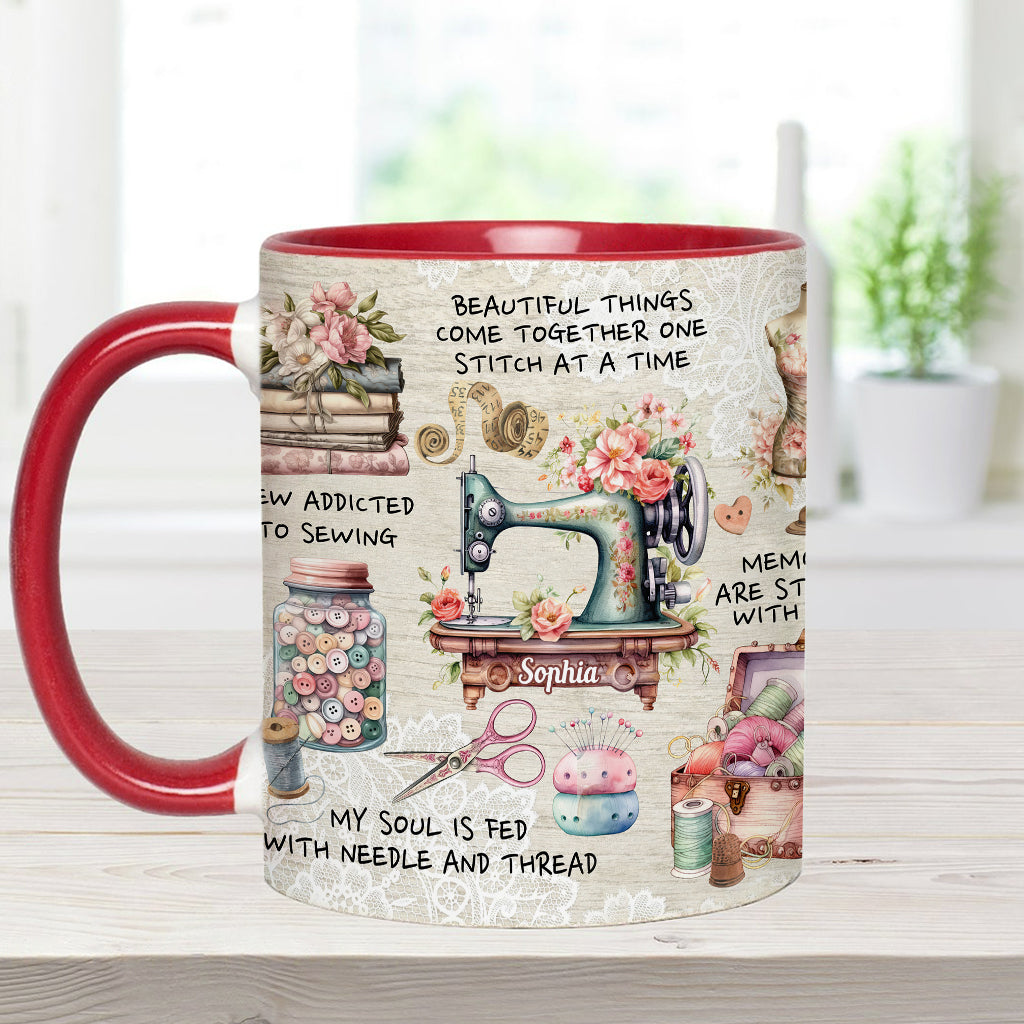 Näherverrückt – Personalisierte Tasse mit Nähmotiv