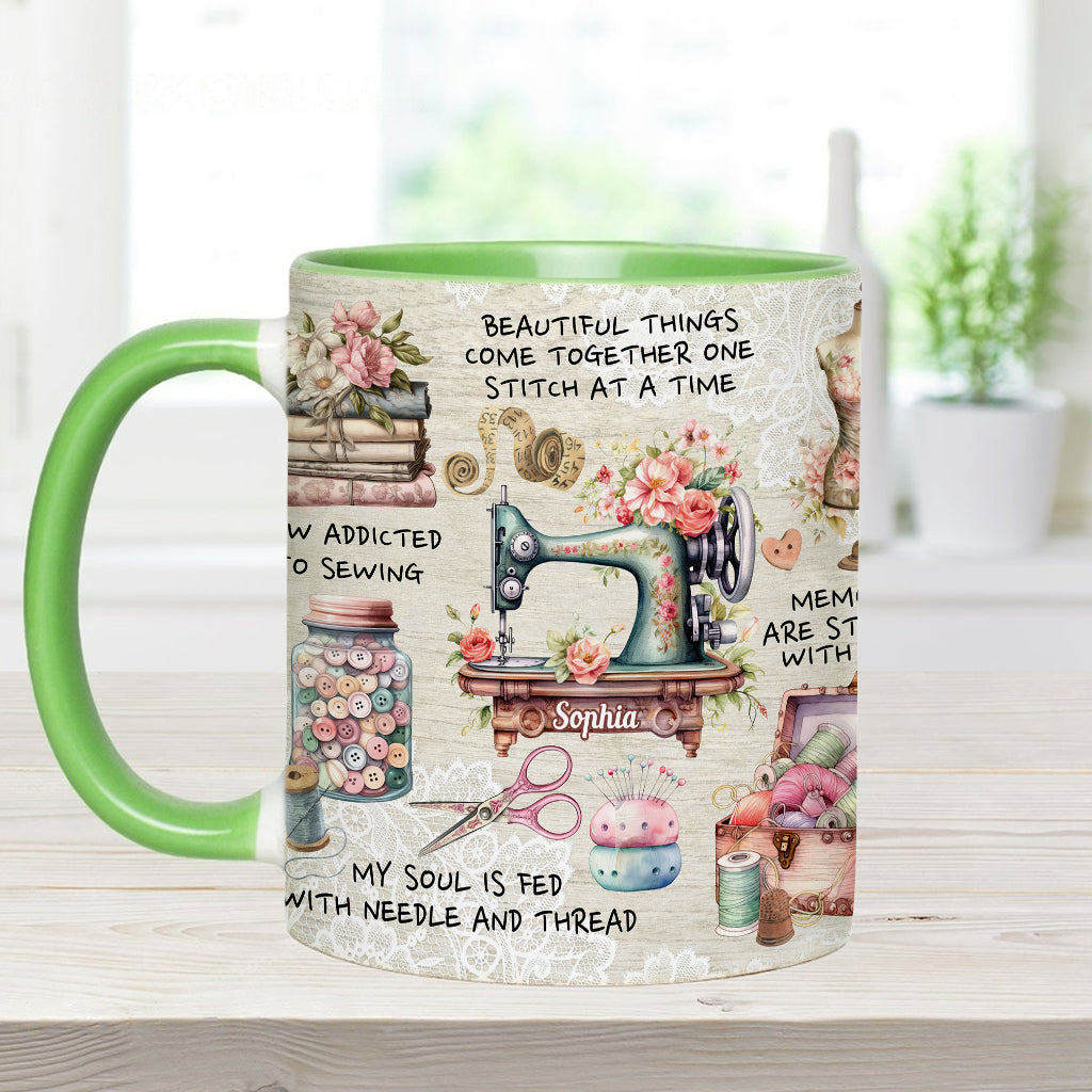 Näherverrückt – Personalisierte Tasse mit Nähmotiv