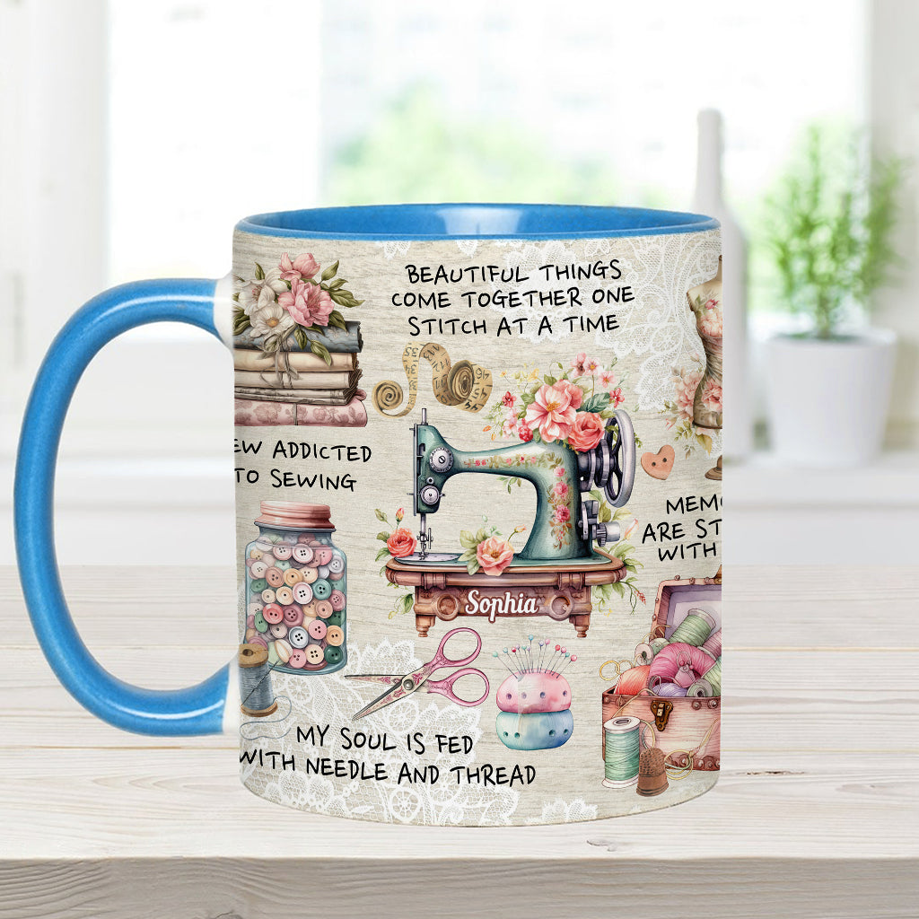 Näherverrückt – Personalisierte Tasse mit Nähmotiv