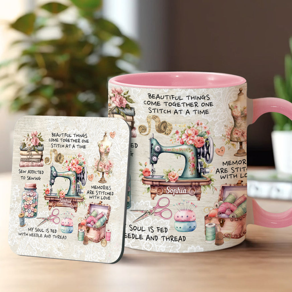 Näherverrückt – Personalisierte Tasse mit Nähmotiv