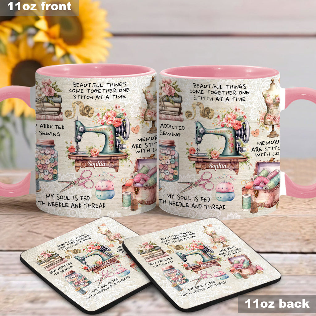 Näherverrückt – Personalisierte Tasse mit Nähmotiv