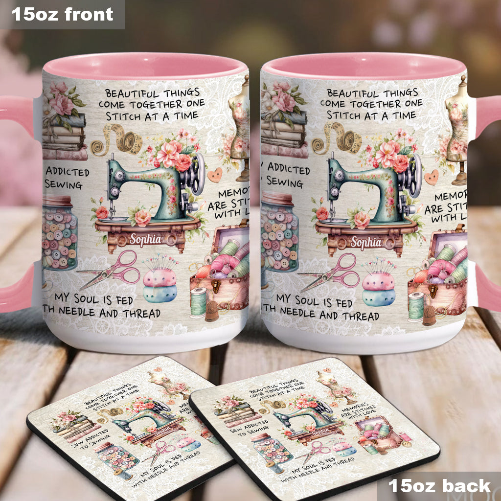 Näherverrückt – Personalisierte Tasse mit Nähmotiv