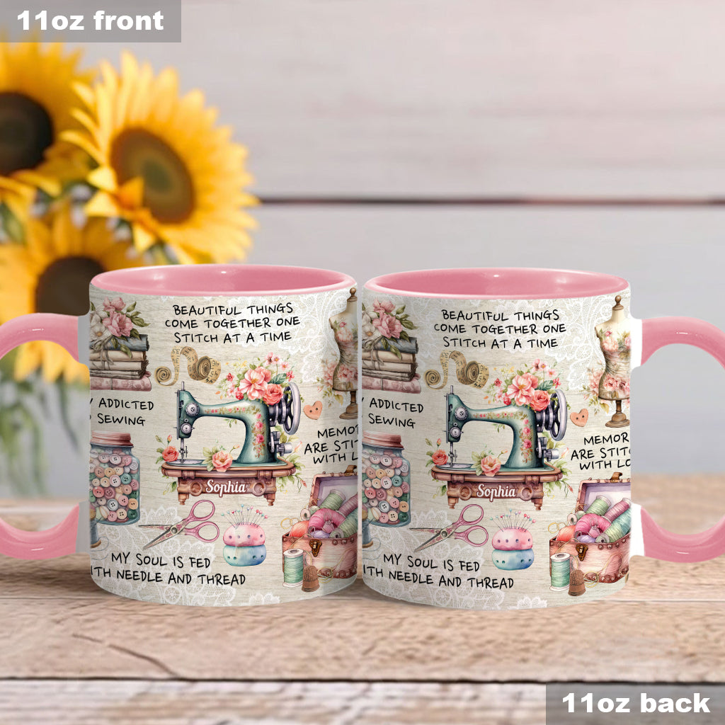 Näherverrückt – Personalisierte Tasse mit Nähmotiv