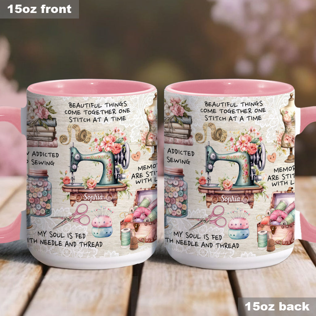 Näherverrückt – Personalisierte Tasse mit Nähmotiv
