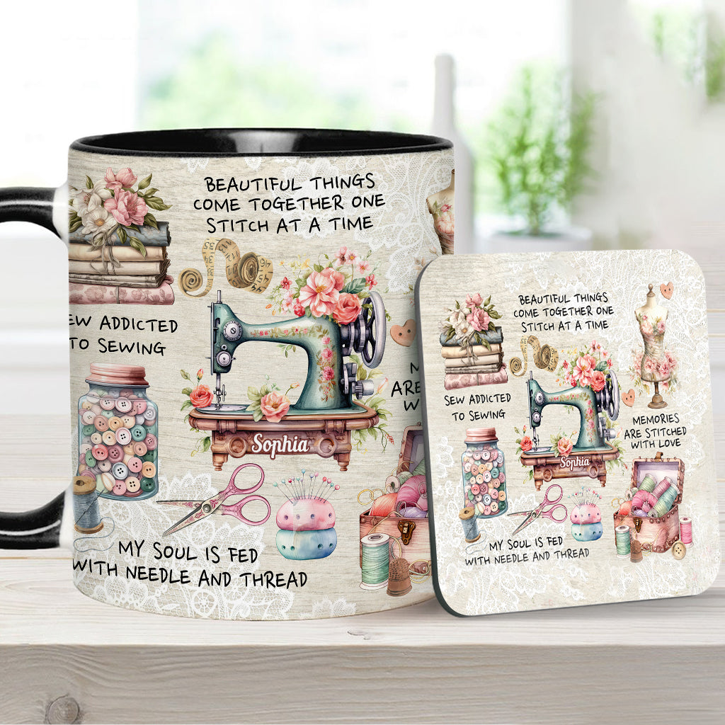 Näherverrückt – Personalisierte Tasse mit Nähmotiv