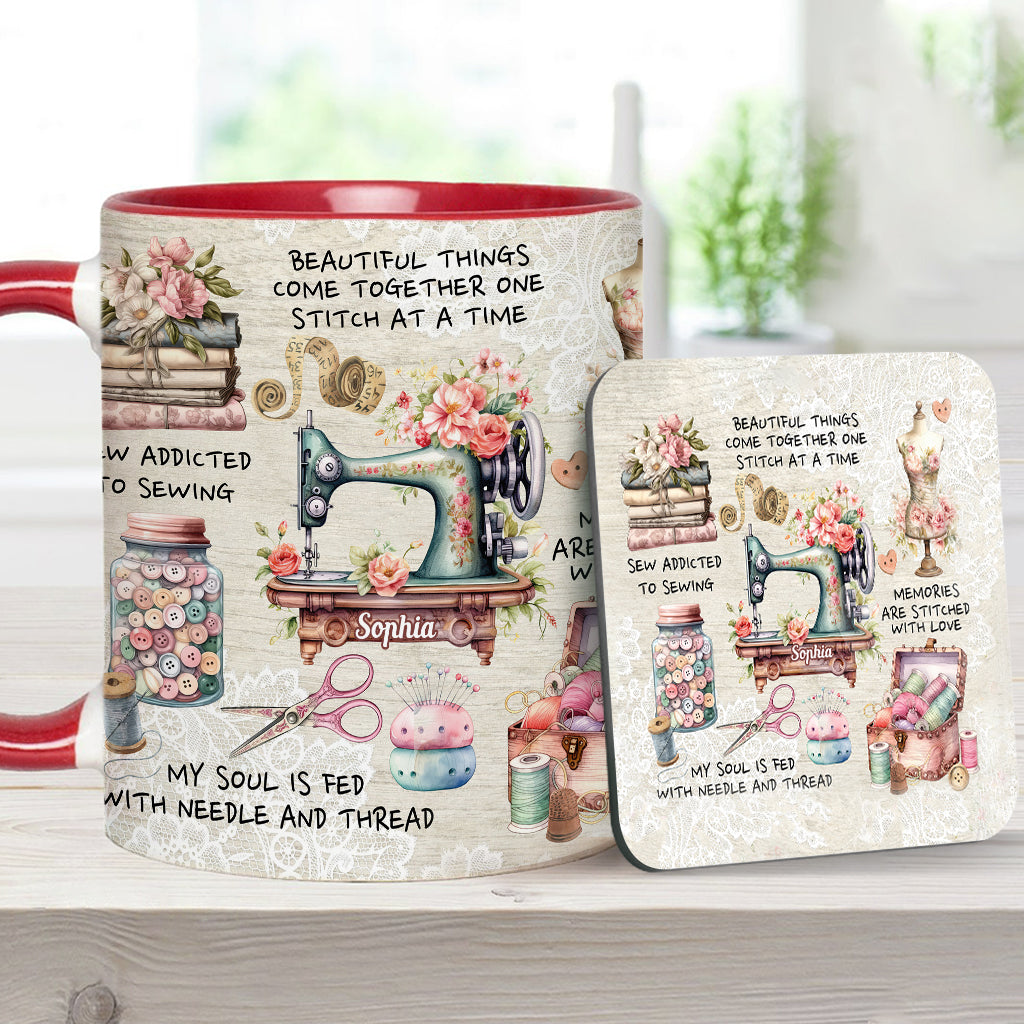 Näherverrückt – Personalisierte Tasse mit Nähmotiv