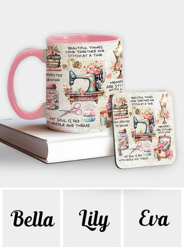 Näherverrückt – Personalisierte Tasse mit Nähmotiv