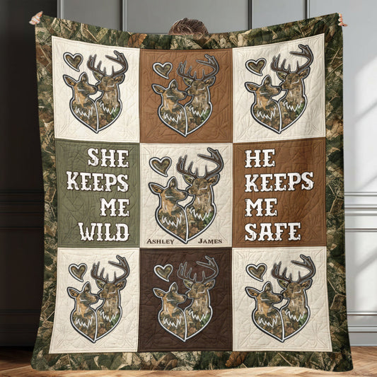 Couple de chasseurs - Couverture de chasse personnalisée