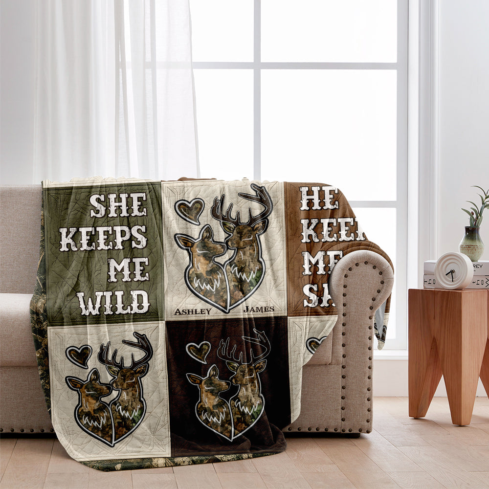 Couple de chasseurs - Couverture de chasse personnalisée