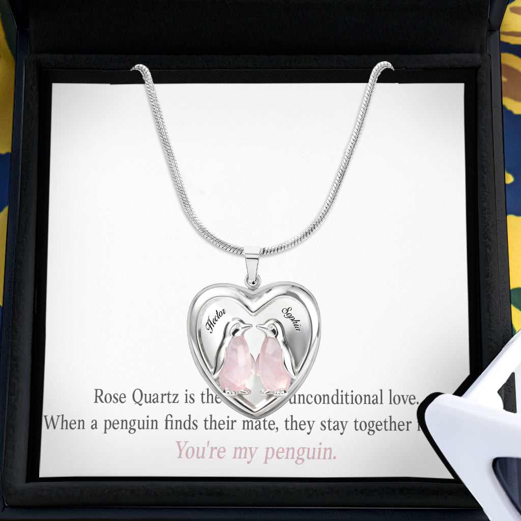 Cadeau pour elle, cadeau de Saint-Valentin, tu es mon pingouin - Collier pendentif cœur personnalisé pour couple