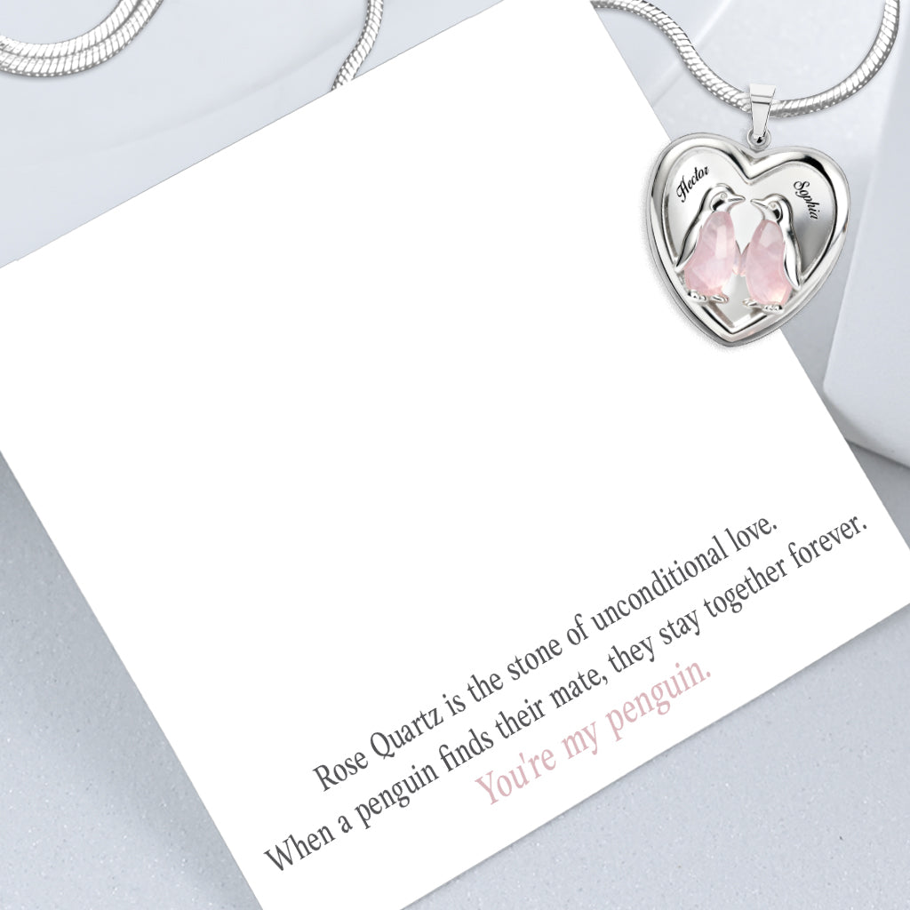 Cadeau pour elle, cadeau de Saint-Valentin, tu es mon pingouin - Collier pendentif cœur personnalisé pour couple