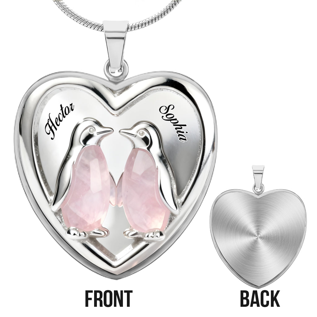 Cadeau pour elle, cadeau de Saint-Valentin, tu es mon pingouin - Collier pendentif cœur personnalisé pour couple