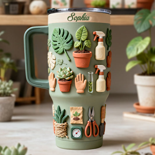 Plant Mom – Personalisierter Gartenbecher mit Henkel