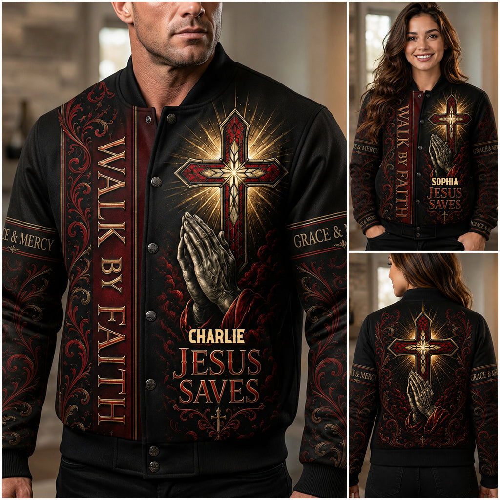 Glaube Walken - Personalisierte Christliche Varsity Jacke