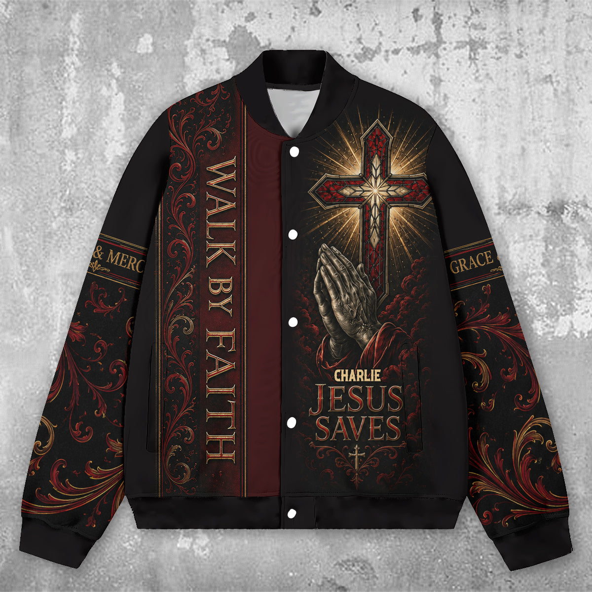 Glaube Walken - Personalisierte Christliche Varsity Jacke