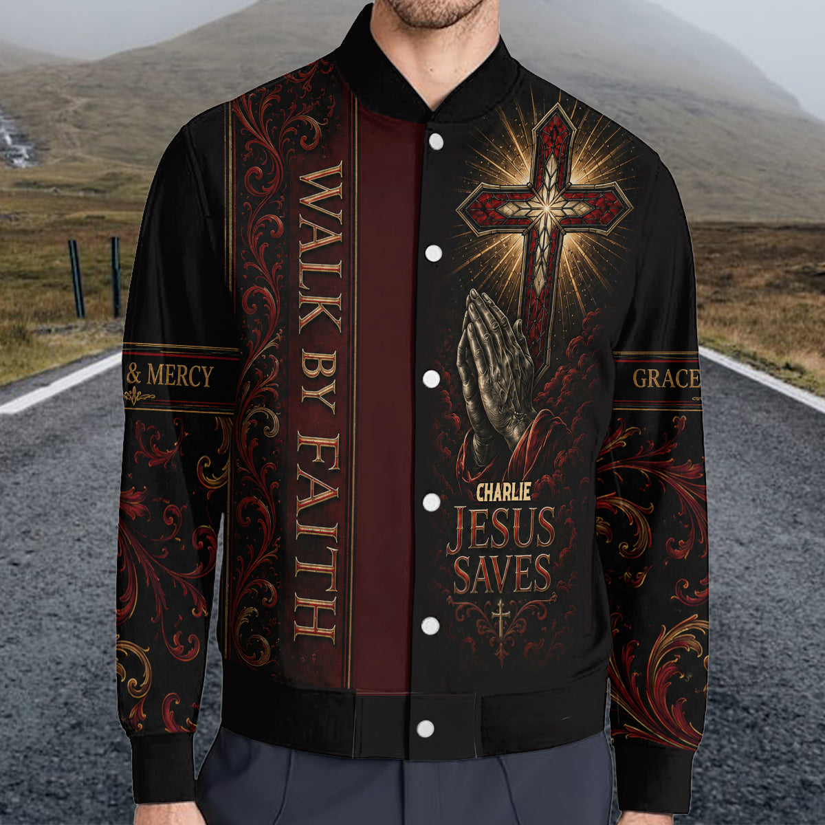 Glaube Walken - Personalisierte Christliche Varsity Jacke