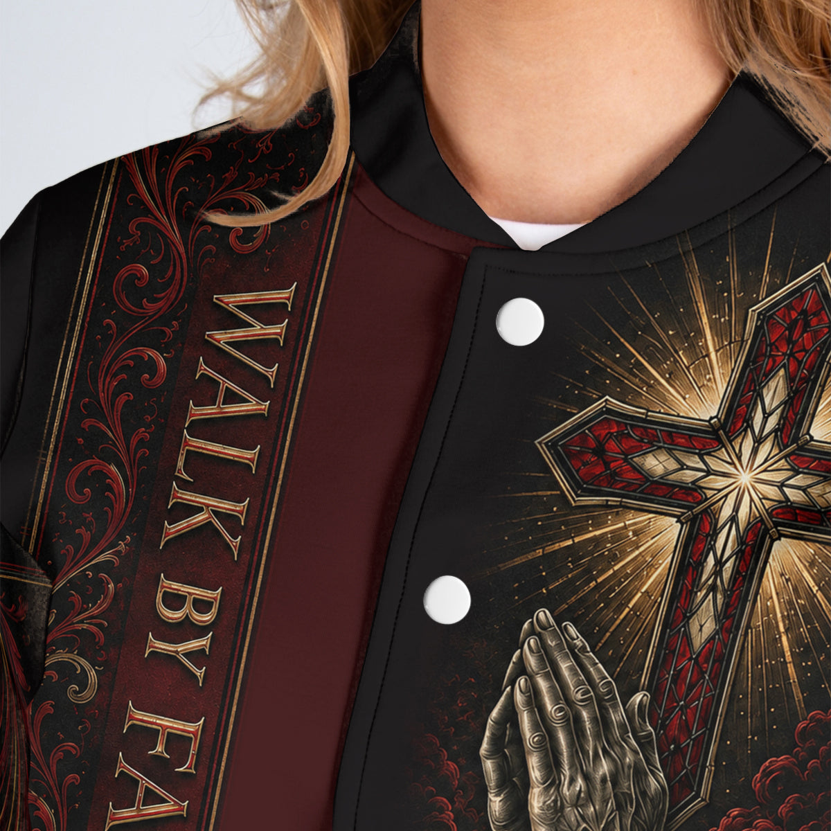 Glaube Walken - Personalisierte Christliche Varsity Jacke