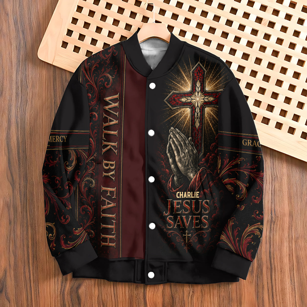 Glaube Walken - Personalisierte Christliche Varsity Jacke