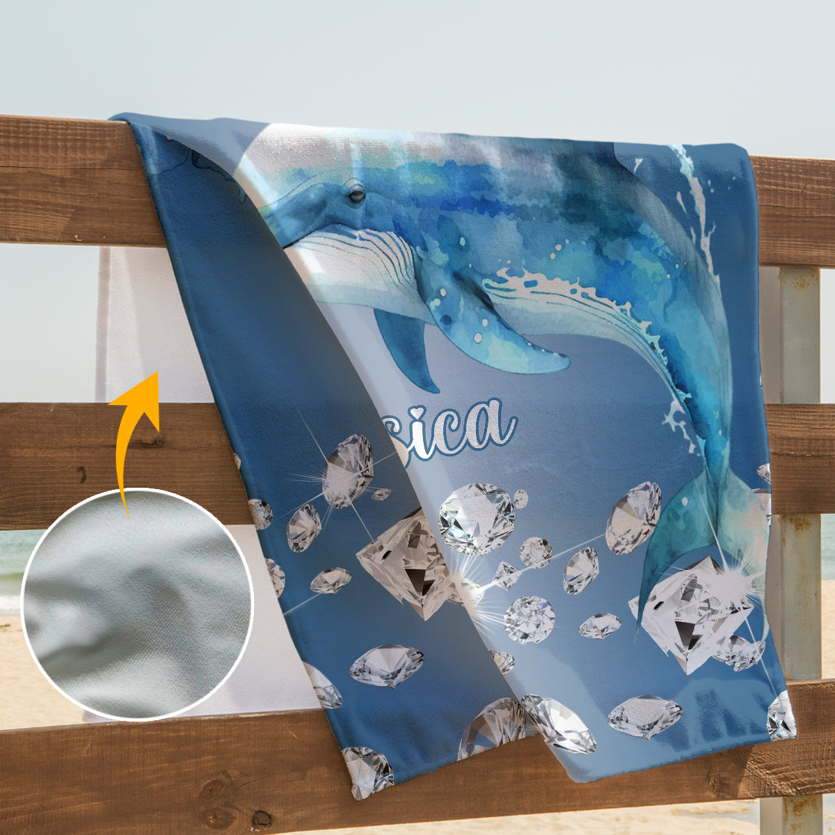Magnifiques dauphins - Serviette de plage/de bain personnalisée à séchage rapide avec motif dauphin