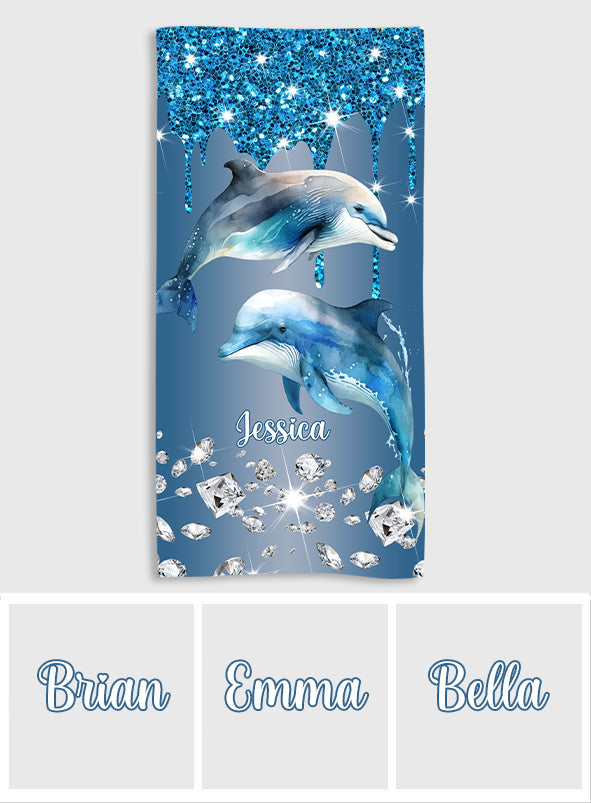 Magnifiques dauphins - Serviette de plage/de bain personnalisée à séchage rapide avec motif dauphin