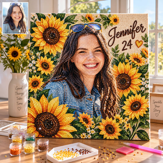 Blumen Kunst Geburtstagsgeschenk - Personalisierbares Diamantmalerei-Set