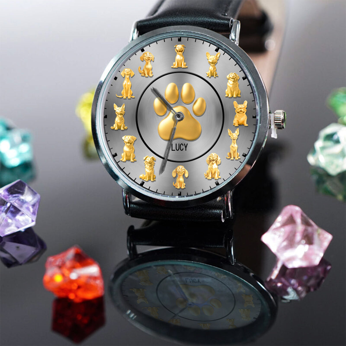 Montre-bracelet personnalisée pour chien « J’aime mes chiens »