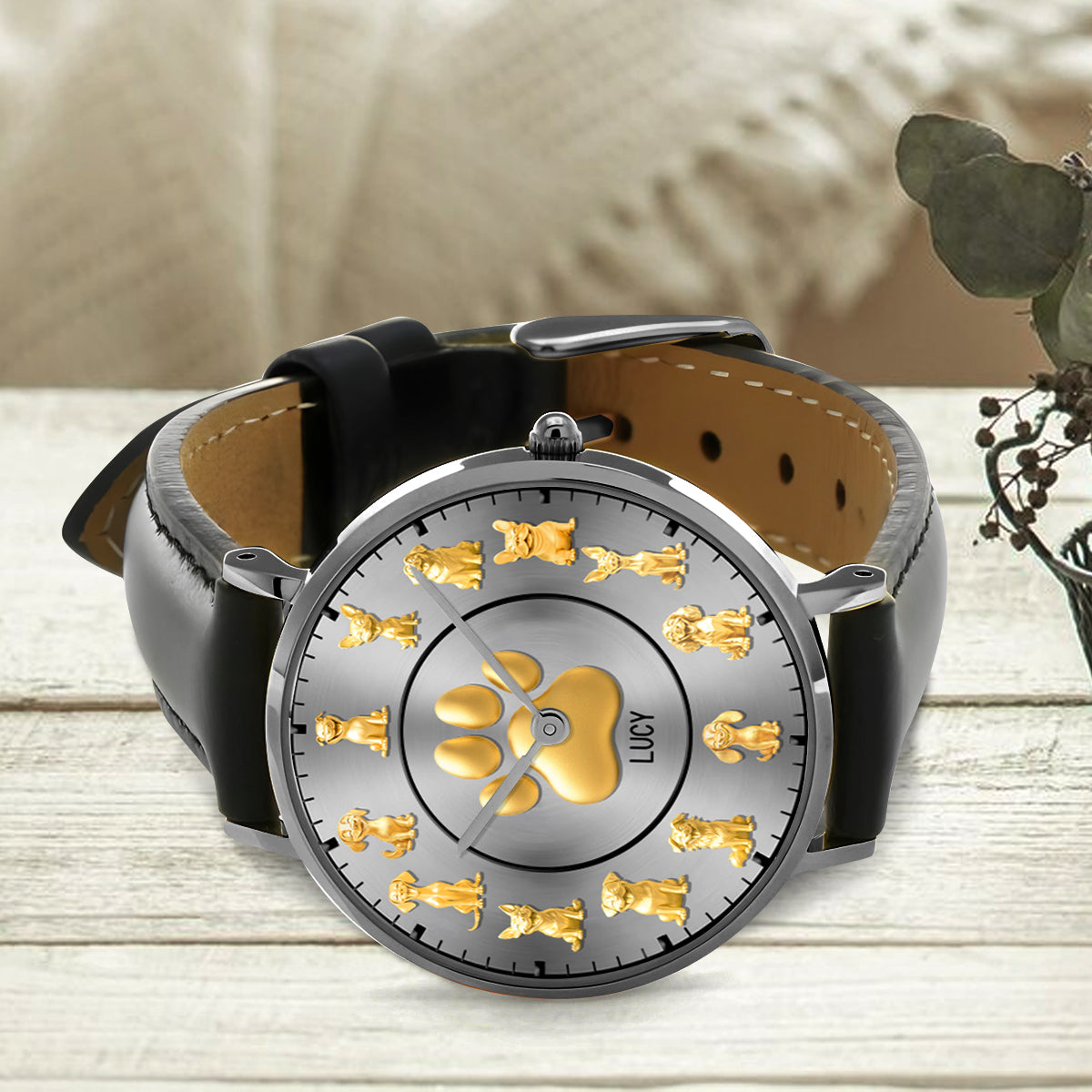 Montre-bracelet personnalisée pour chien « J’aime mes chiens »