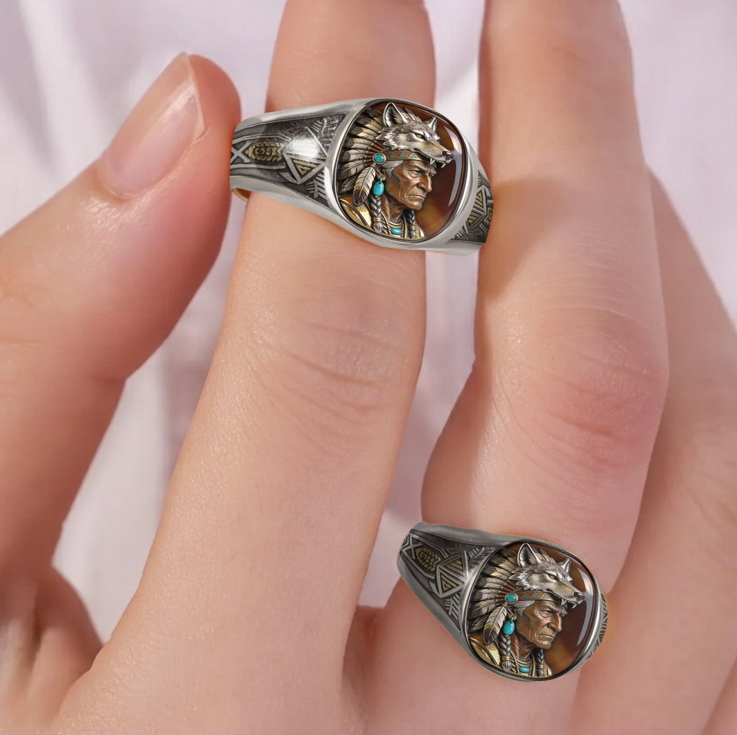 Bague chevalière amérindienne personnalisée - Autochtone