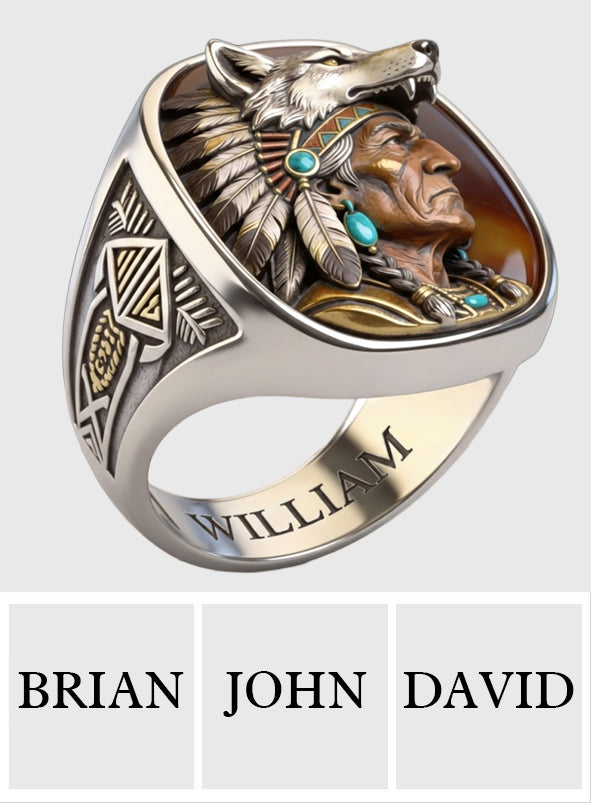 Bague chevalière amérindienne personnalisée - Autochtone