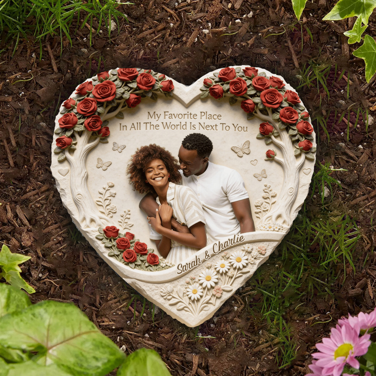 My Favorite Place Is Next To You - Personalized Couple Heart Shaped Stone