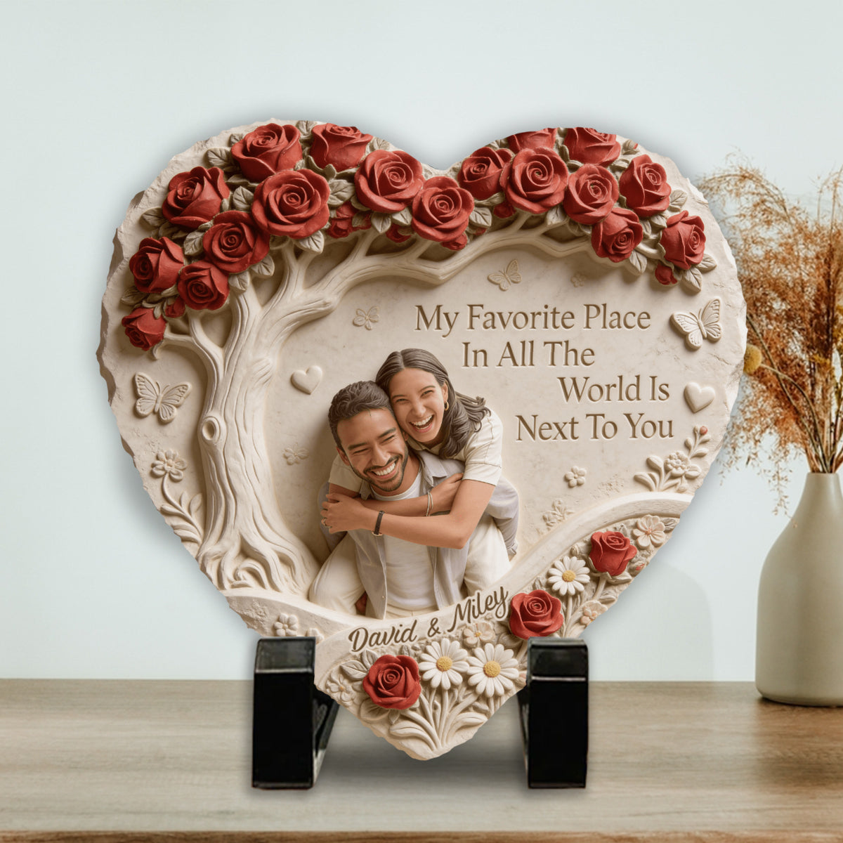 My Favorite Place Is Next To You - Personalized Couple Heart Shaped Stone