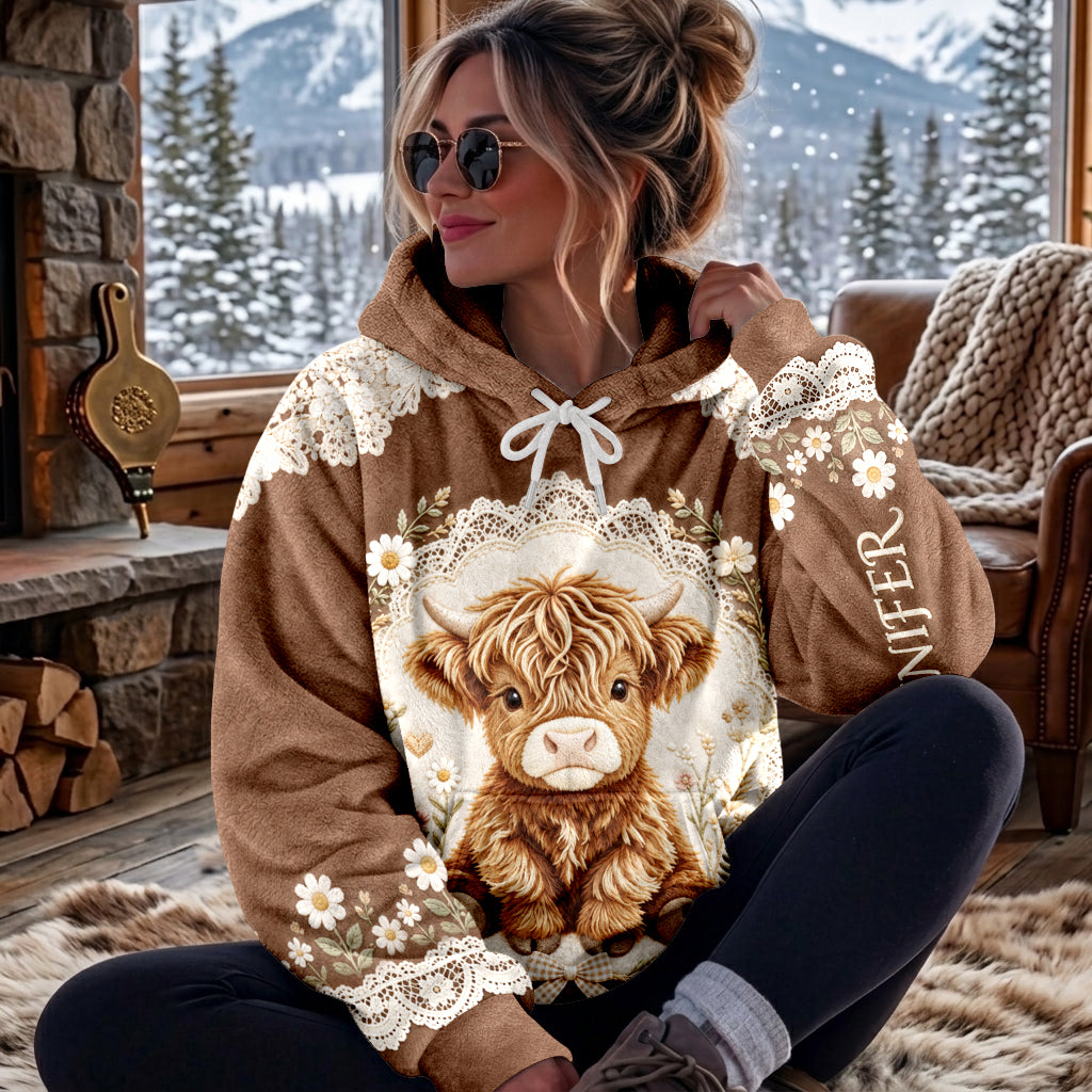 Belle Vache des Highlands - Sweat à Capuche Fleece Personnalisé