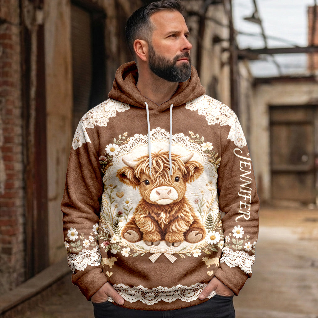 Belle Vache des Highlands - Sweat à Capuche Fleece Personnalisé