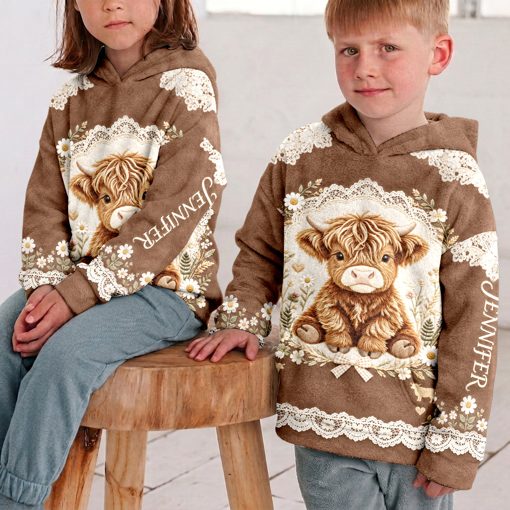 Belle Vache des Highlands - Sweat à Capuche Fleece Personnalisé