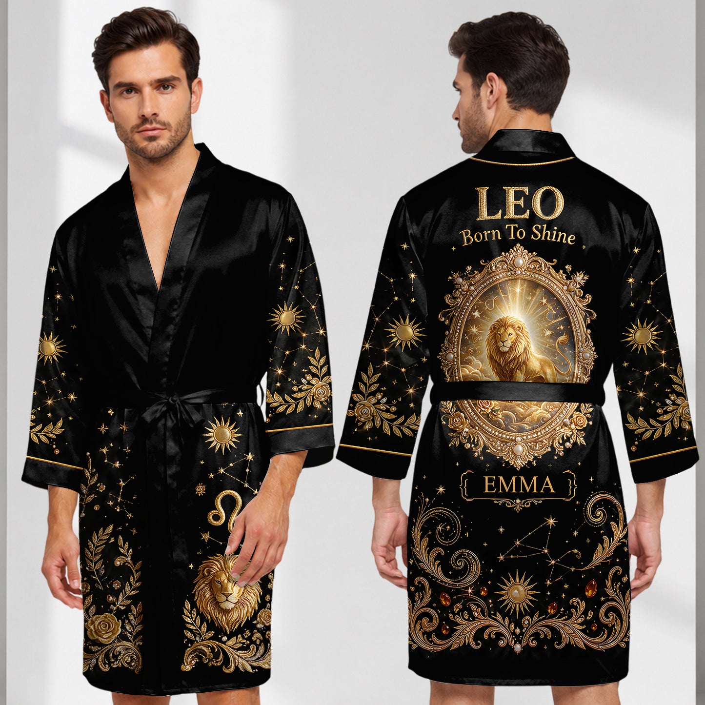 Zodiac Sign Luxury Rope - Personalized Horoscope Satin Robe
