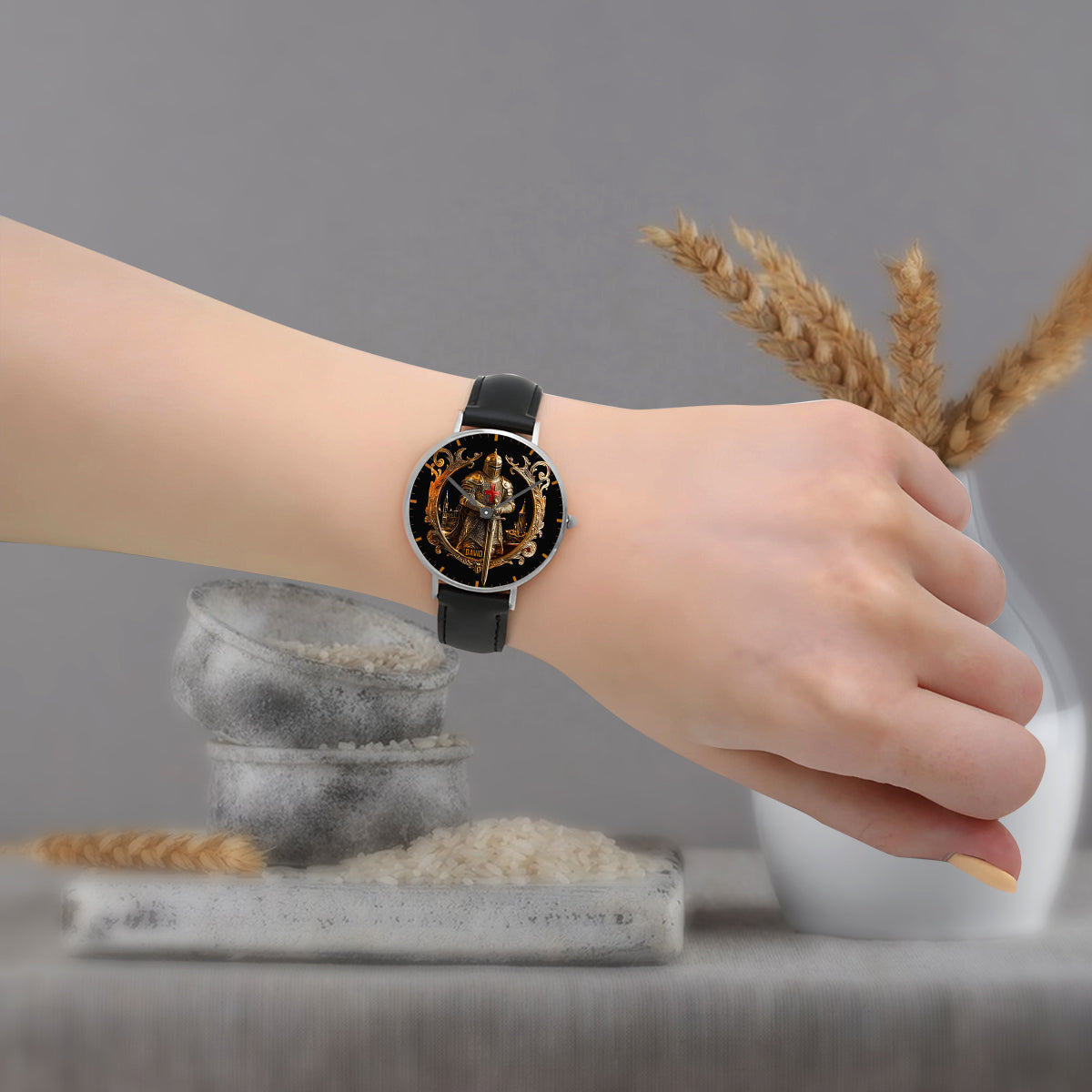 Montre-bracelet chrétienne personnalisée Chevalier de Dieu