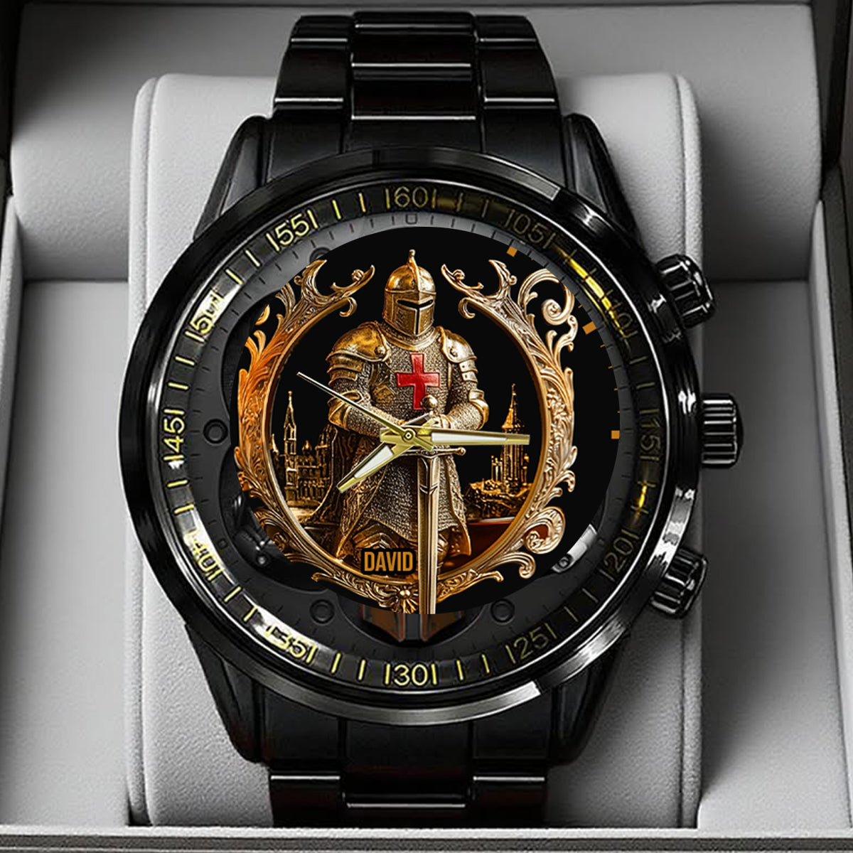 Montre-bracelet chrétienne personnalisée Chevalier de Dieu