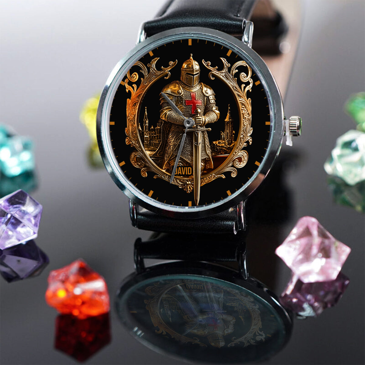 Montre-bracelet chrétienne personnalisée Chevalier de Dieu