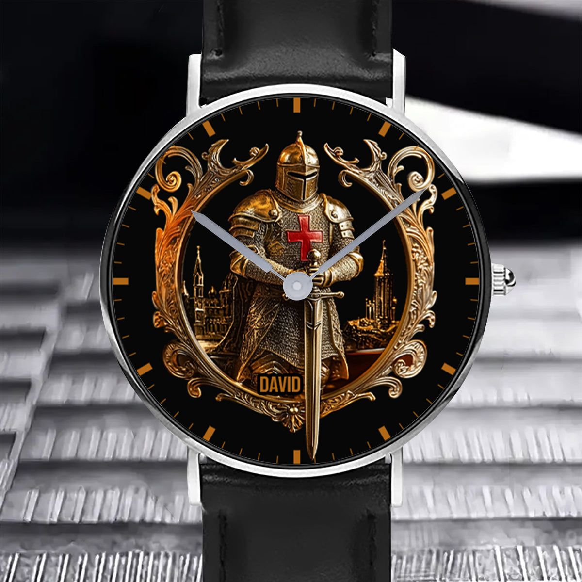Montre-bracelet chrétienne personnalisée Chevalier de Dieu