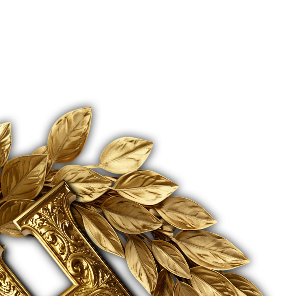 Individuell gestalteter goldener Kranz mit Familieninitialen – personalisiertes Metallschild mit Familienmotiv