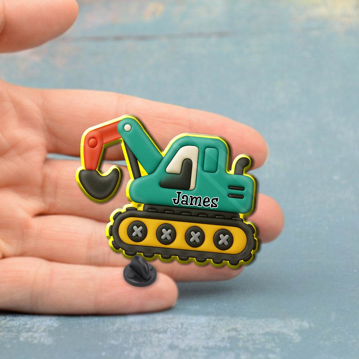 Épinglette personnalisée pour enfant - Pelleteuse mignonne