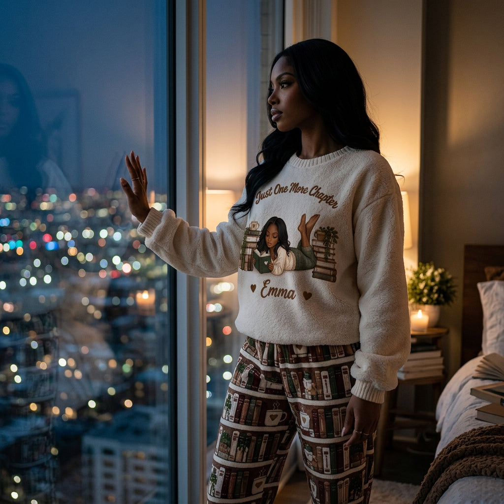 Just One More Chapter - Personalized Book Fleece Lounge Set