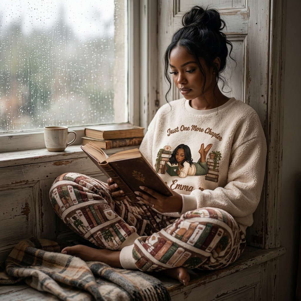 Just One More Chapter - Personalized Book Fleece Lounge Set