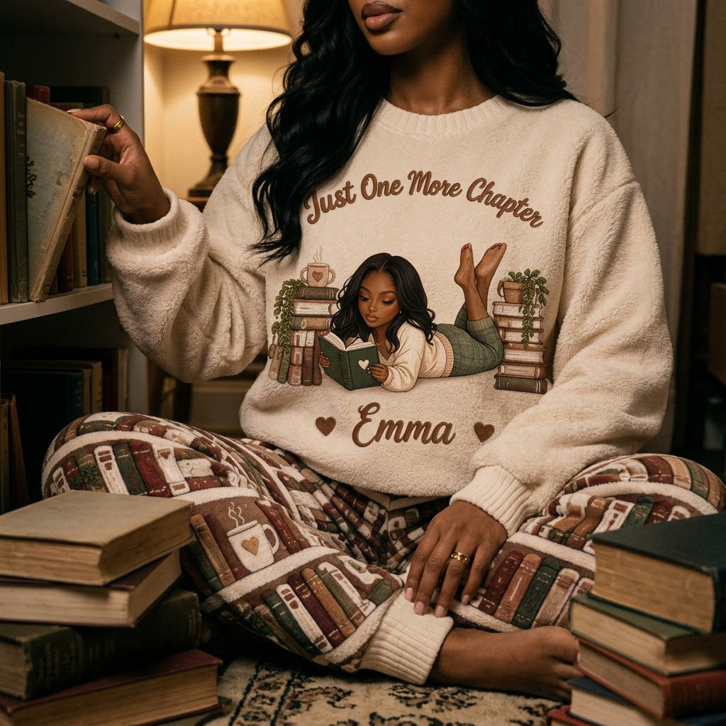 Just One More Chapter - Personalized Book Fleece Lounge Set