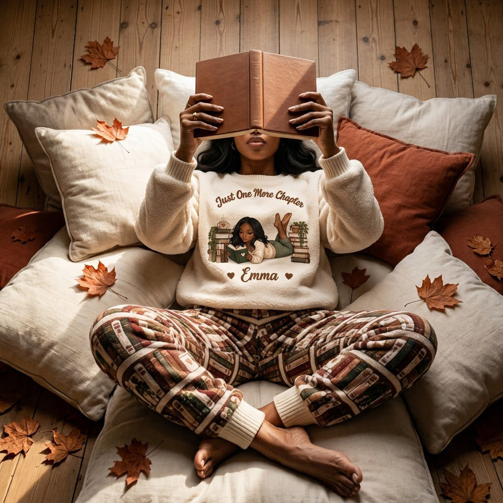 Just One More Chapter - Personalized Book Fleece Lounge Set