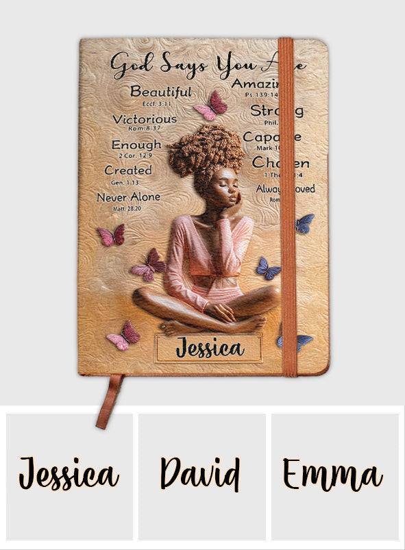 Dieu dit que tu l'es - Journal en cuir personnalisé afro-américain