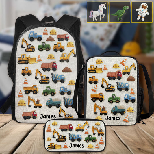 Cadeaux uniques pour enfants - Ensemble sac à dos, sac à goûter et trousse personnalisés pour enfants