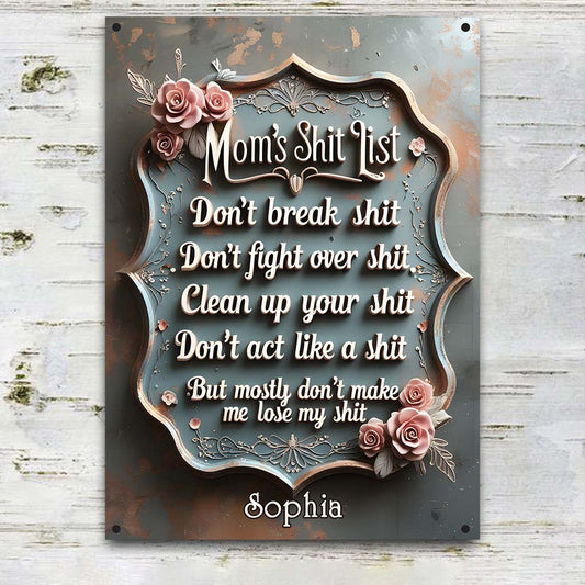 Mom's Shit List - Personalized Mother Rectangle Metal Sign