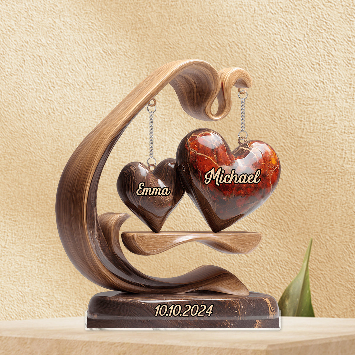 Love Hearts Swing - Personalized Couple Plaque With Charm